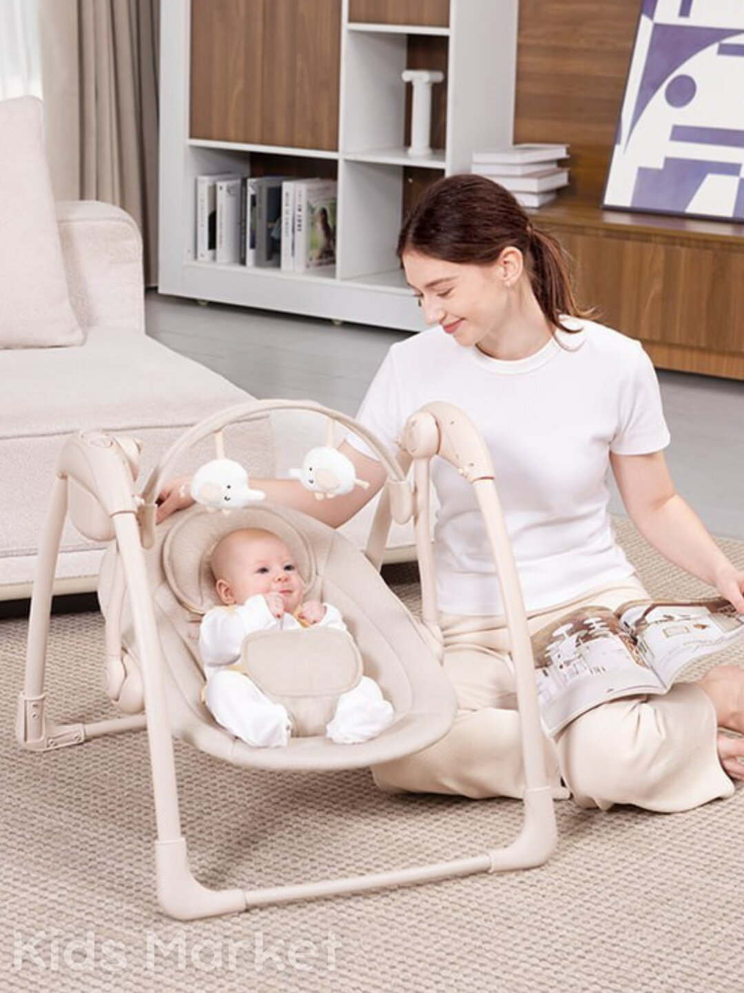 Детская электронная люлька, электрокачели, шезлонг, кресло качалка — фото 1