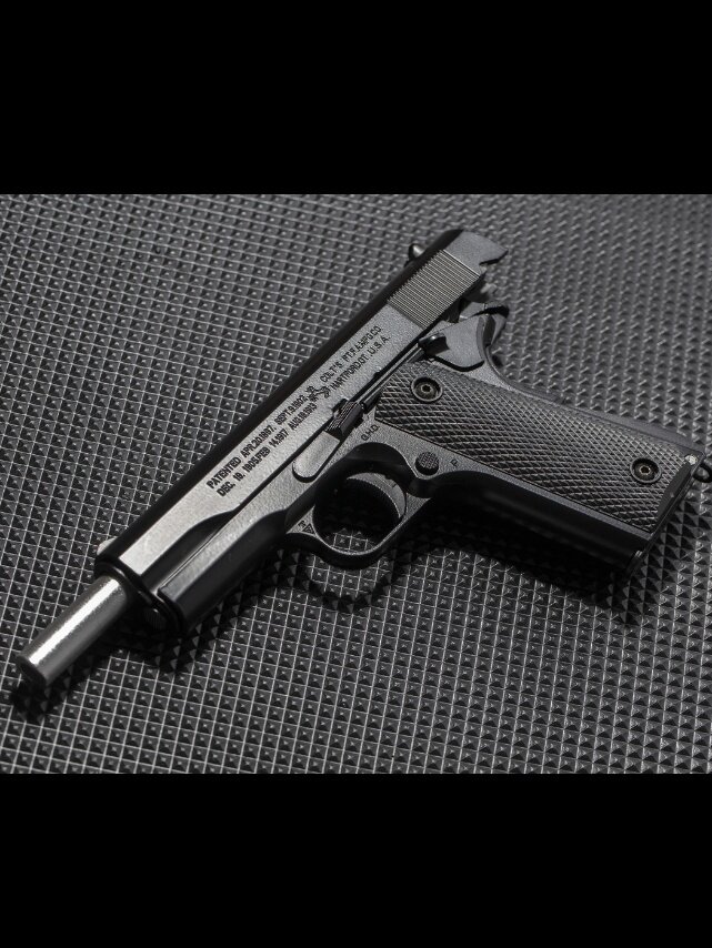 Игрушечная модель 6мм BB пистолета Colt M1911 Black Hawk (полная металлическая внешняя труба, двойной магазин, апгрейд реализма) + тактический кейс