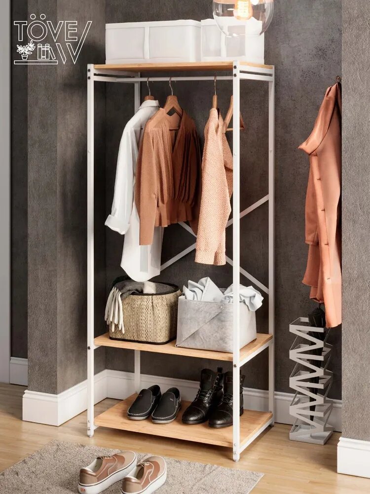 Гардеробная система хранения 69х45х160 см дуб золотой, белый каркас