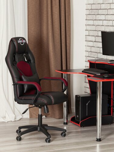 Изображение товара Кресло компьютерное игровое TetChair, механизм качания, экокожа, чёрный/бордовый