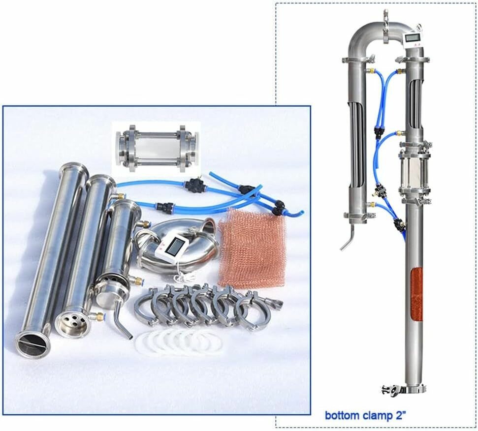 Ректификационная колонна диаметром 2 дюйма, без бака, нержавеющая сталь, с силиконовым кольцом