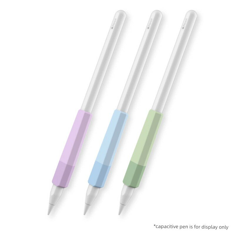 Набор из трех силиконовых держателей для Apple Pencil 1-го и 2-го поколений, сине-зелено-фиолетовая комбинация
