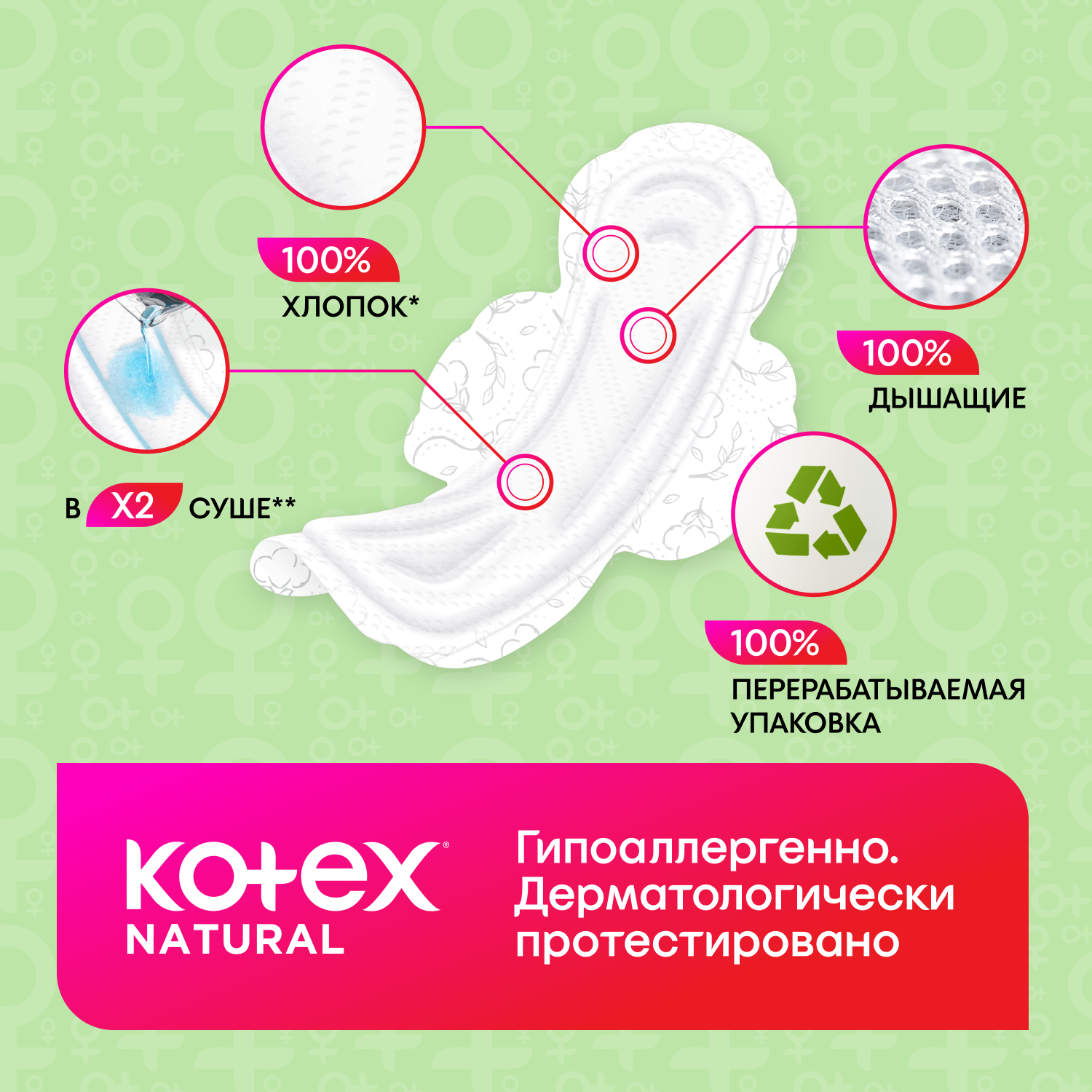 Kotex прокладки Natural Normal, 4 капли — фото 1
