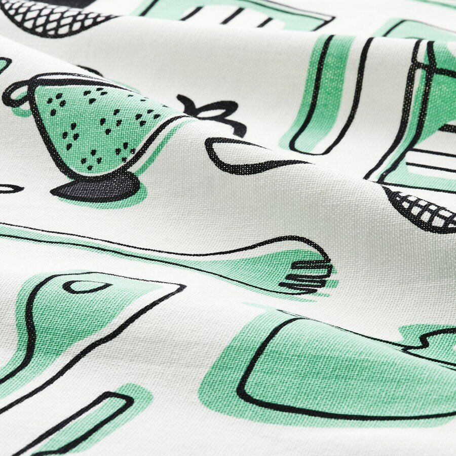 ИKEA RINNIG, Полотенце кухонное, белый/зеленый/с рисунком, 45x60 см - фотография № 3