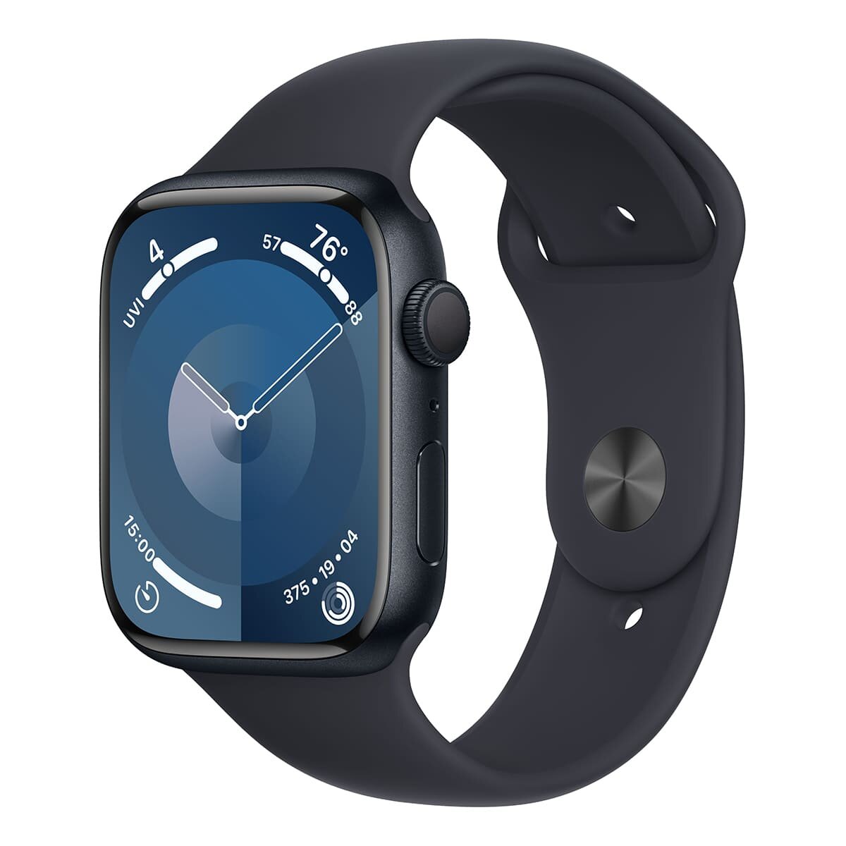 Apple Watch Series 9, 45 мм корпус из алюминия цвета «Midnight», спортивный ремешок «Midnight»