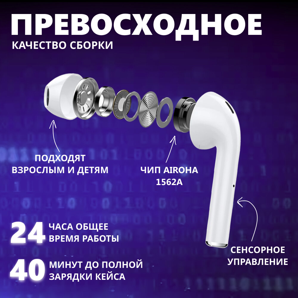 Наушники беспроводные AIR 2 для iPhone / Android с микрофоном. Сенсорное управление. Блютуз наушники. tws для android / ios. Bluetooth 5.0. — фото 1