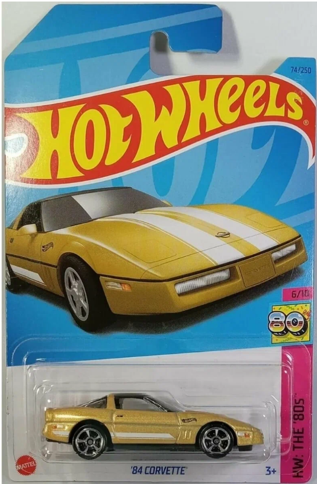 Машинка Hot Wheels коллекционная (оригинал) 84 CORVETTE золотистый HKG83