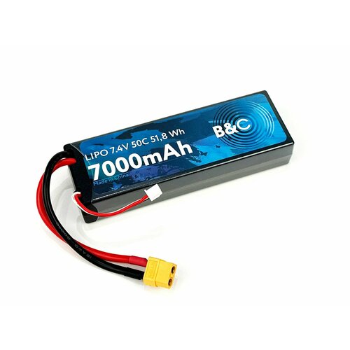 Аккумулятор Li-po B&C 7000 MAH 7.4v (2s), 50C, XT60, Hardcase