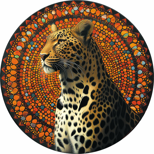 Деревянный пазл Леопард коллекции Мир животных / 30х30см, 216 деталей / Подарок для взрослых и детей
