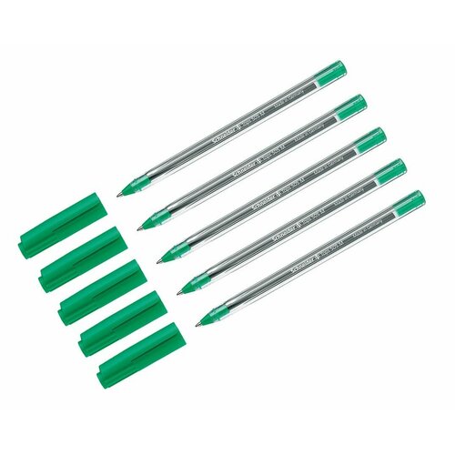 Набор ручек шариковых Schneider "Tops 505 M", зеленая, 1,0 мм, прозрачный корпус (5 штук)