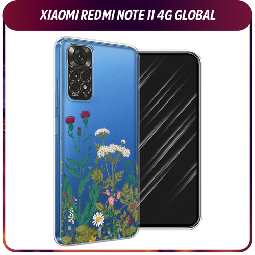 Силиконовый чехол на Xiaomi Redmi Note 11 4G Global/Redmi Note 11S / Редми Ноут 11 Global/11S Дикие полевые цветы, прозрачный чехол df для xiaomi redmi note 11 global 11s global с микрофиброй silicone blue xioriginal 26