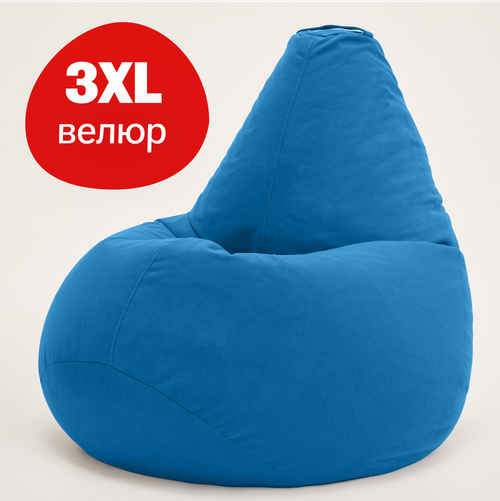 Bean Joy кресло-мешок Груша, размер ХXXL, мебельный велюр, сине-голубой