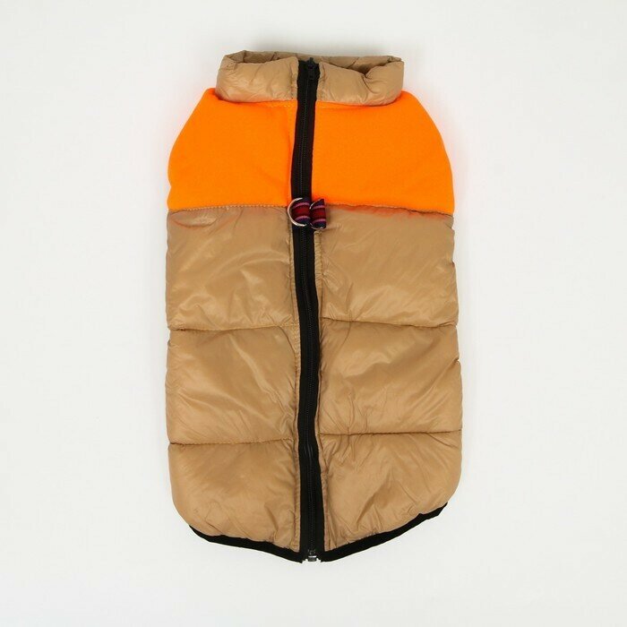 Куртка для собак на молнии, размер 18 (ДС 40 см, ОГ 50 см, ОШ 38 см), бежевая с оранжевым