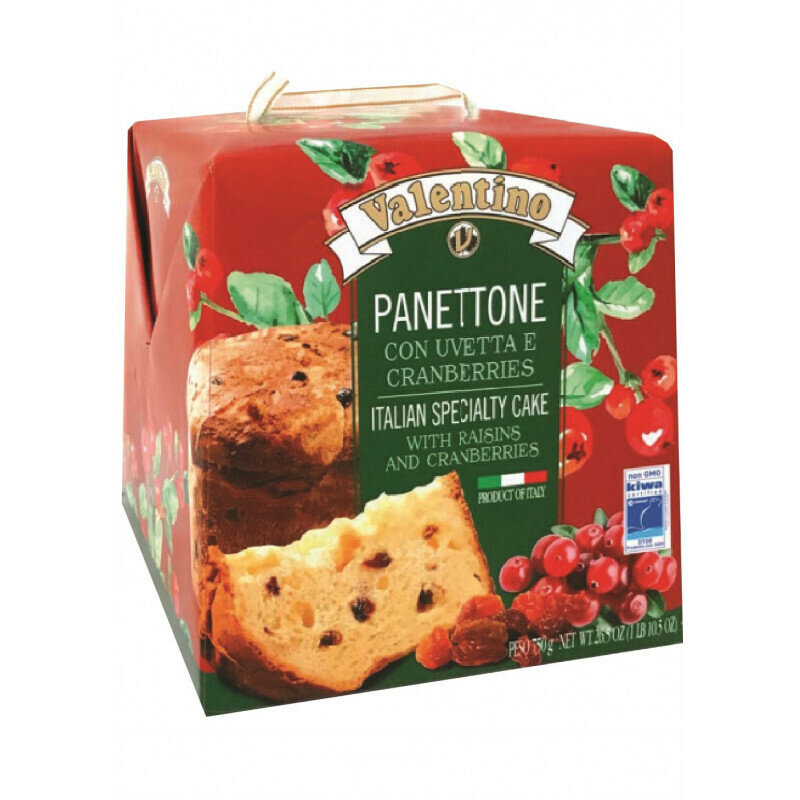 Пасхальный кулич (кекс) VALENTINO PANETTONE WITH RAISINS & CRANBERRIES 750G