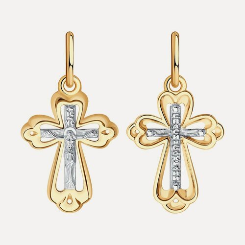 Изображение товара Крестик, комбинированное золото, 585 проба