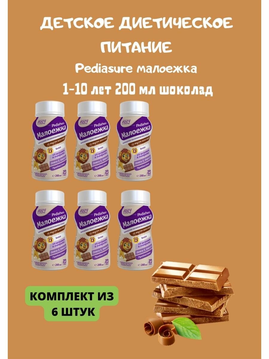 Детское питание Малоежка шоколад 200 мл 6уп