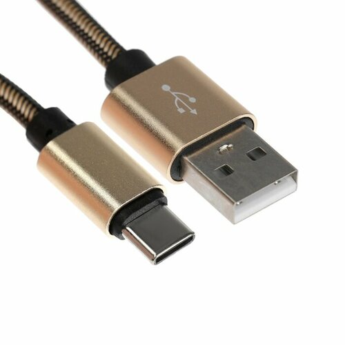 кабель питания smartbuy usb 2 0 usb type c 100 см золотистый Кабель Type- C - USB, 2.1 А, оплётка нейлон, 1 метр, золотистый