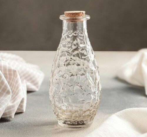 Стеклянная масленка Мозаика - 250 мл, 14 см, стекло - бутылочка для массажных, эфирных и ароматических масел + косметическое масло в подарок