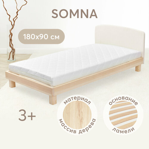 95045, Кровать детская 180 на 90 SOMNA, кровать односпальная, для девочки и для мальчика, детская мебель, кровать для подростка, от 3 лет, белая