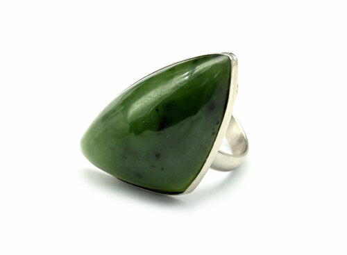 Кольцо, нефрит, размер 19.5, зеленый