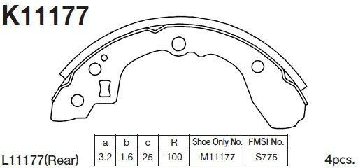 Колодки тормозные барабанные Kia RIO 00-02 (барабанные d=200mm) K11177 mkkashiyama 1шт