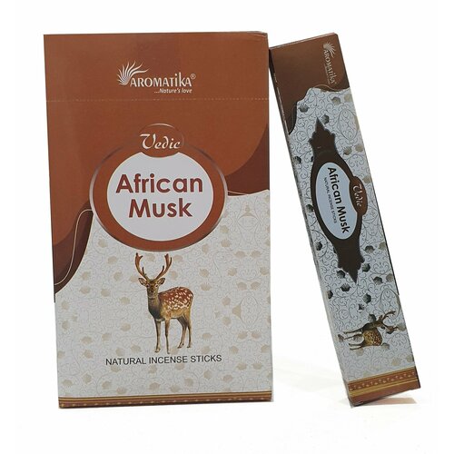 Vedic AFRICAN MUSK Natural Incense Sticks, Aromatika (африканский мускус натуральные ароматические палочки, Ароматика), 15 г.