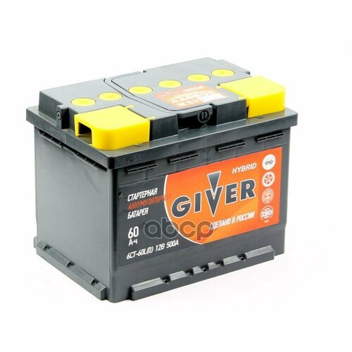 Аккумулятор Giver Hybrid 60Ач En500 242Х175х190 Прямой Giver арт 60N1-L2АГ-АГ-0 5583₽