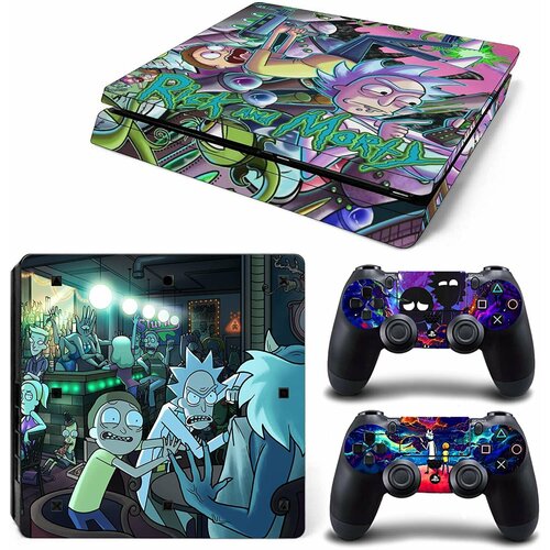 Наклейка для консоли PS4 SLIM Rick and Morty