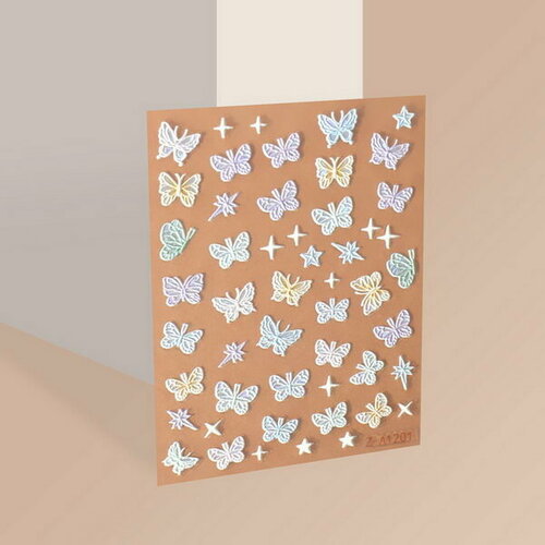 Наклейки для ногтей Волшебные бабочки, объёмные, разноцветные наклейки для ногтей волшебные бабочки объёмные разноцветные
