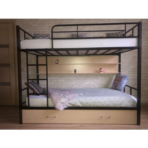 Двухъярусная кровать Севилья-2 коричневаяс полкой и ящиками