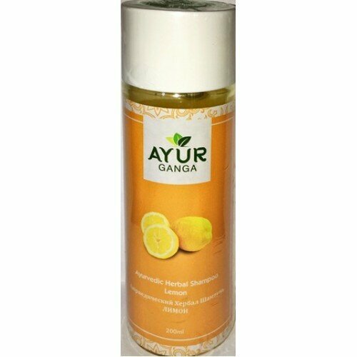 Ayurvedic Herbal Shampoo LEMON, Ayur Ganga (Аюрведический хербал шампунь лимон), 200 мл.