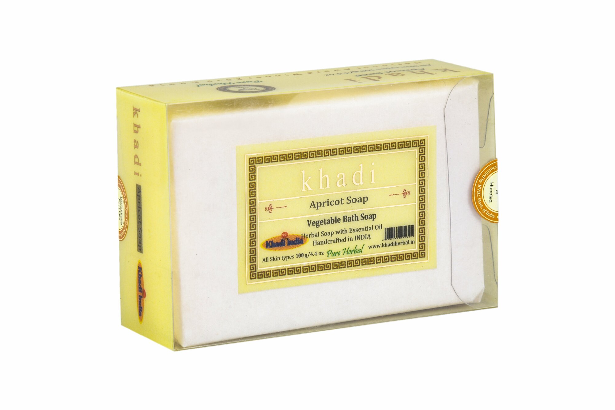 Khadi VEGETABLE APRICOT SOAP, Khadi India (абрикосовое растительное мыло ручной работы с эфирными маслами, Кхади Индия), 100 г.