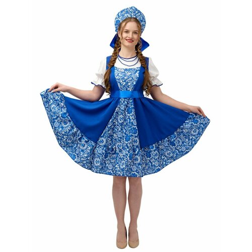 карнавальный костюм русский народный женский гжель Русский народный костюм женский Гжель с кокошником