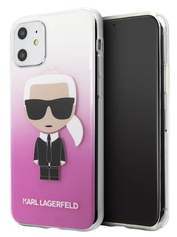 Lagerfeld для iPhone 11 чехол PC/TPU collection Karl Iconik Hard Gradient Pink