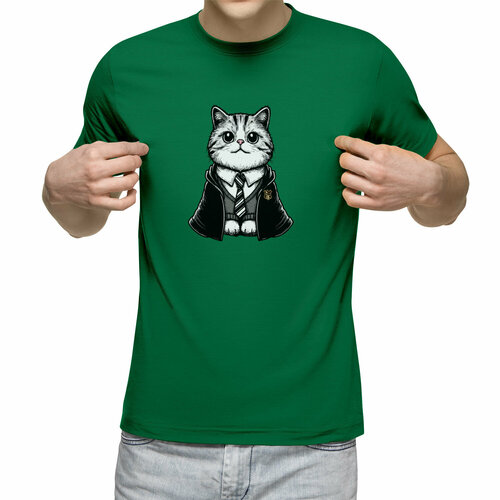 Футболка Us Basic, размер 2XL, зеленый мужская футболка кот поттер 2xl белый