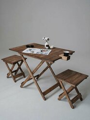 SOGO Комплект деревянный из стола и двух табуреток