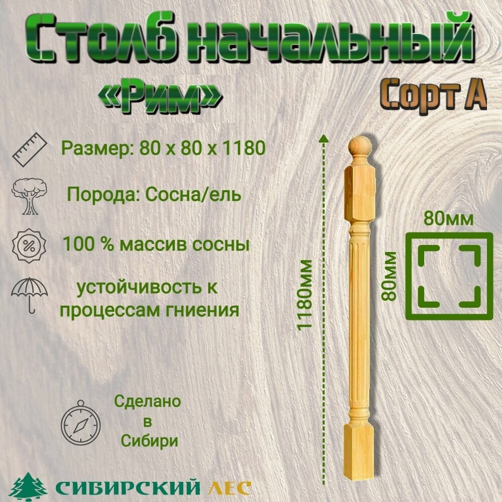 Столб начальный 80*80*1180 