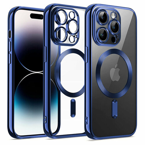 Чехол для iPhone 14 Pro Max Metal Magnet Case Blue чехол для iphone 14 pro metal magnet case purple
