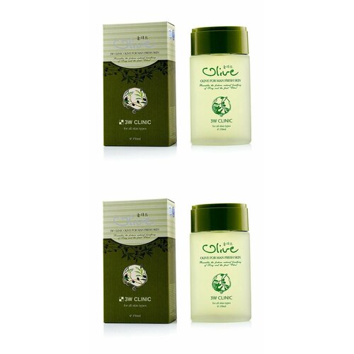 3W Clinic Тоник Olive For Man Fresh Skin, освежающий, с оливой, для мужчин, 150 мл, 2 шт.