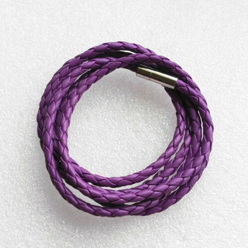 Плетеный браслет, 1 шт., размер 91 см, серебристый, фиолетовый