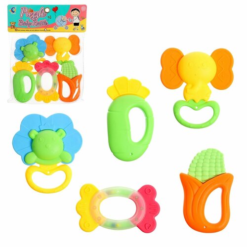 Набор погремушек с прорезывателями для зубов 5 предметов 570₽