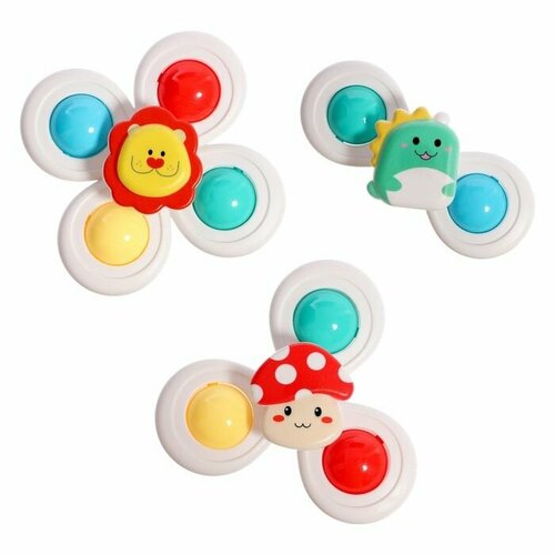 Набор спиннеров на присоске Весёлые зверята 3 шт 924₽