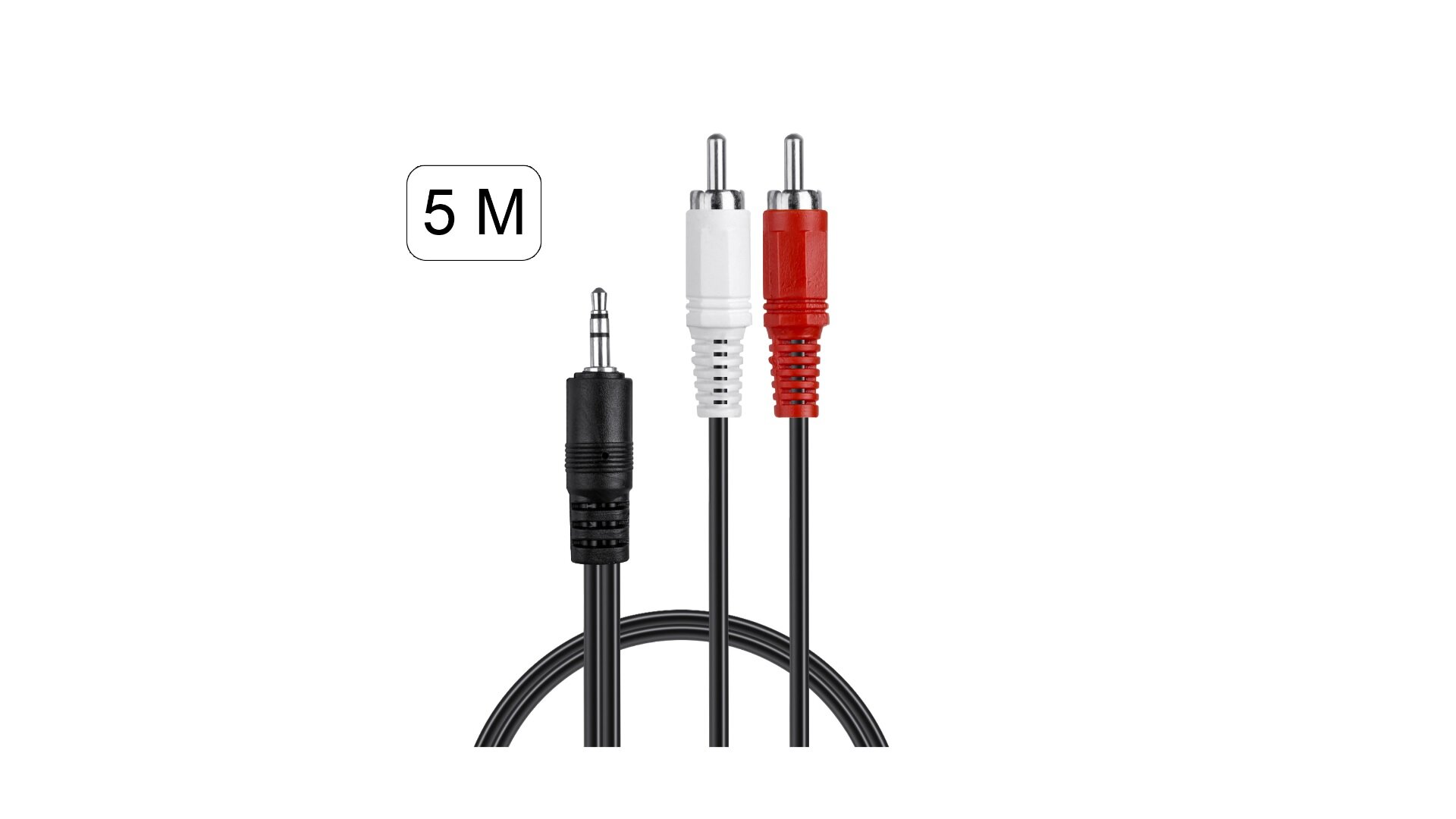 Аудио кабель Cantell, AUX 3.5mm (M) to 2*RCA (M), 5 метров, Черный