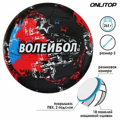 Мяч волейбольный Aсе, ПВХ, машинная сшивка, 18 панелей, размер 5