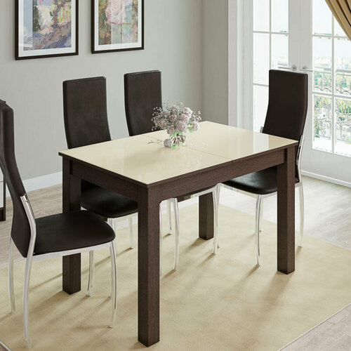 Стол обеденный раскладной «Бруно» (1000х600) венге/лакобель ваниль