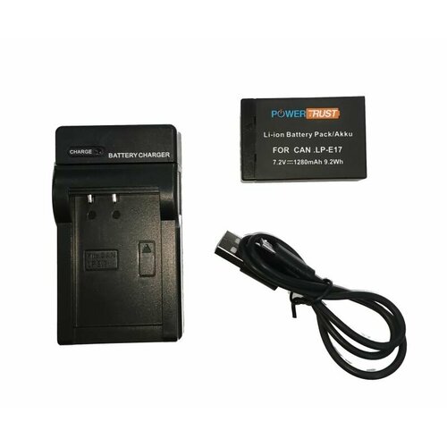 комплект lp e12 для canon аккумулятор двойное зарядное устройство Аккумулятор Power Trust LP-E17 (1280mAh) + З/У USB Charger