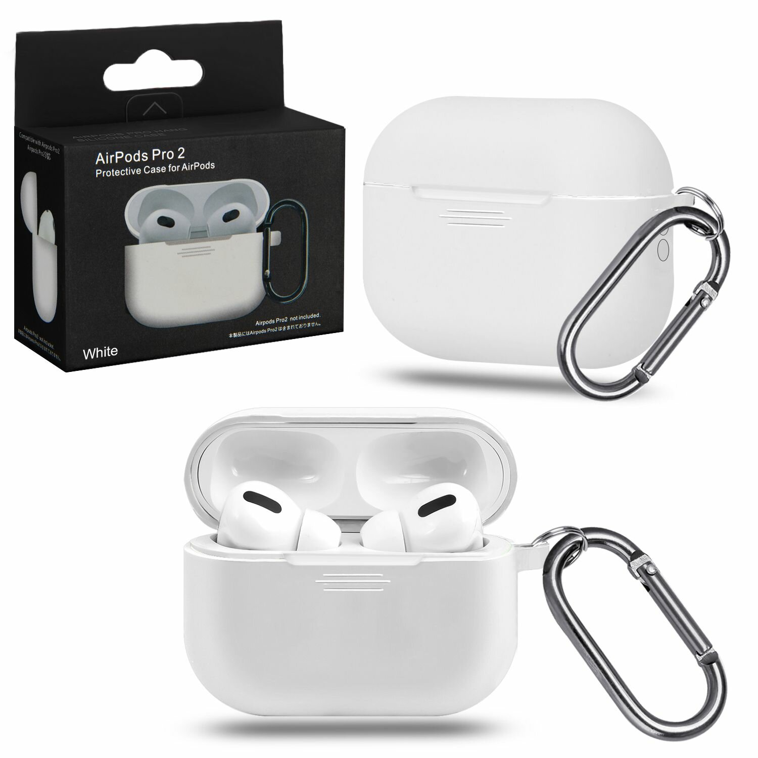 Чехол для наушников Apple AirPods Pro 2 с карабином №11 white