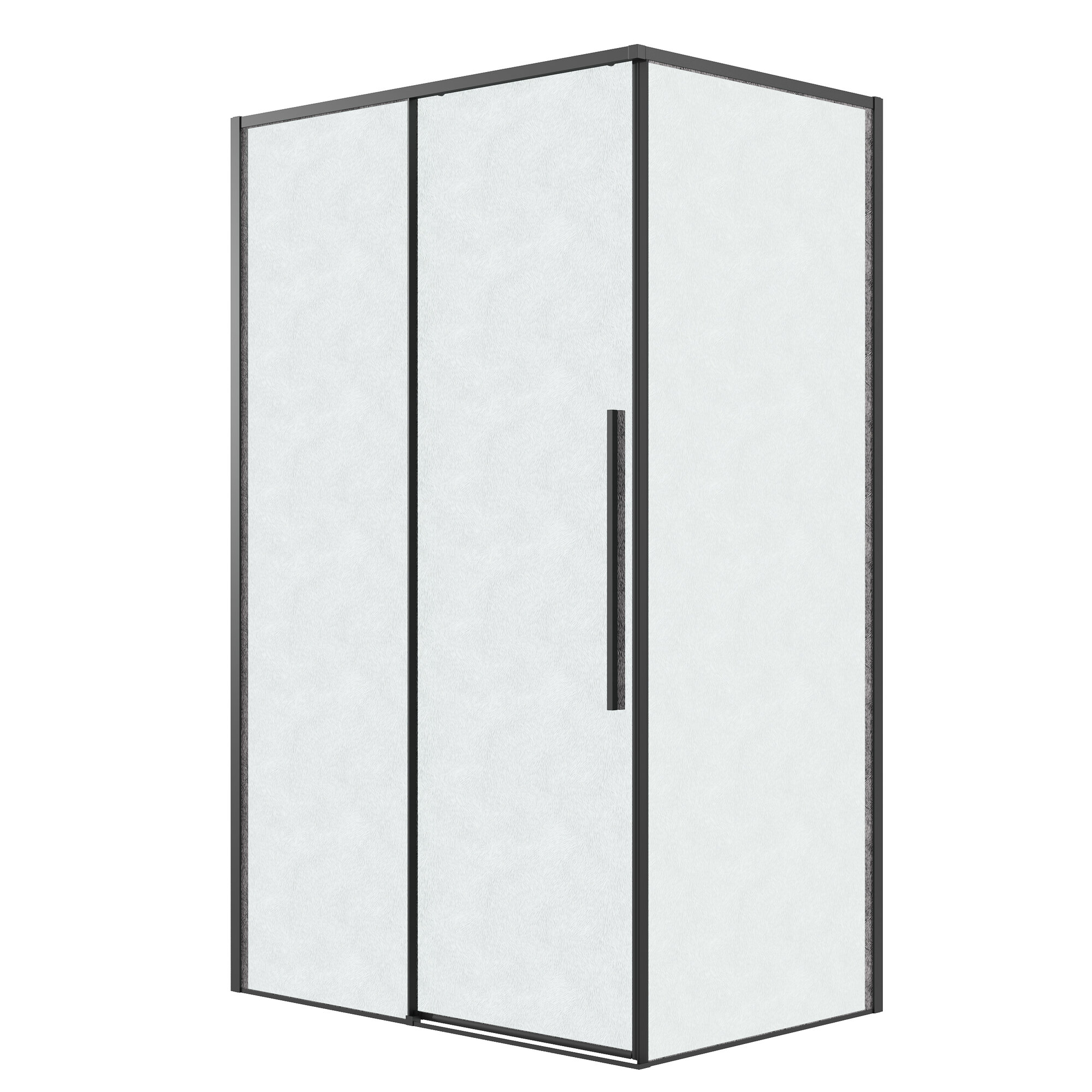 Душевой угол Grossman Galaxy 140х80 двери раздвижные стекло узорчатое фурнитура черный матовый