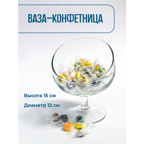 Ваза-конфетница стекло 15см бесцветный, прозрачный