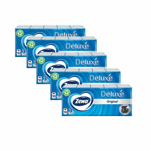 Платочки бумажные носовые Zewa Deluxe 5 пачек 1798₽